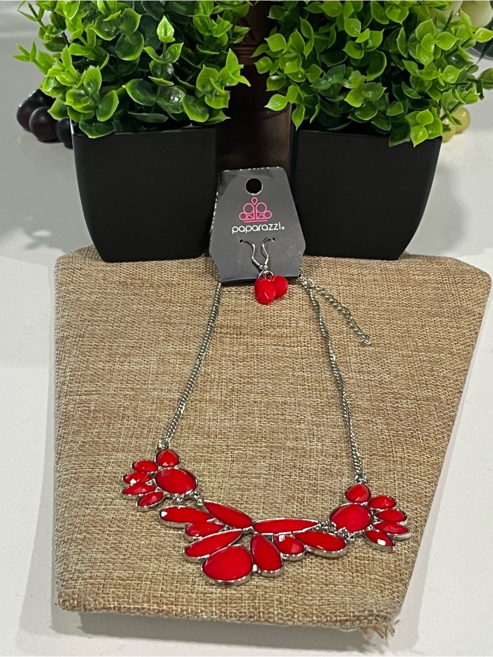 paparazzi Red Gem Cluster Necklace